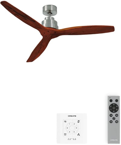CREATE - Stille plafondventilator met technische ABS bladen 40W (Ø132cm) - Geen licht - Controller voor wandmontage +Afstandsbediening - 6 snelheden - Programmeerbaar - WIND STYLANCE