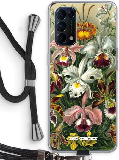 Case Company® - Hoesje met koord geschikt voor Oppo Find X3 Lite hoesje met Koord - Haeckel Orchidae - Telefoonhoesje met Zwart Koord - Bescherming aan alle Kanten en Over de Schermrand