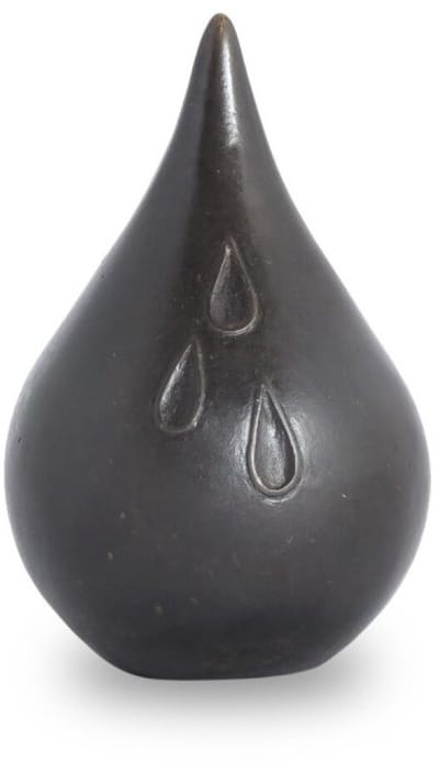 Bronzen urn druppel met tranen - 17x17x28 cm rouwcollectie xl