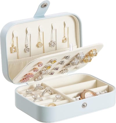 Sieradendoosje voor Dames - Opbergdoos voor Ringen, Oorbellen, Halskettingen en Armbanden - Lichtblauw