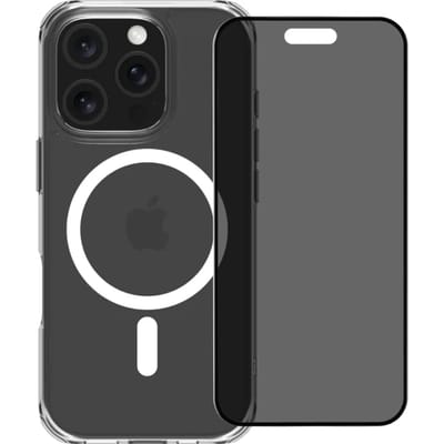 BlueBuilt Protective Back Cover met MagSafe iPhone 16 Pro + Privacy Screenprotector Glas