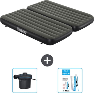 Bestway luchtbed - 3-in-1 - 1-Persoons - 2-Persoons - 99 x 188 x 25 cm - Groen - Inclusief Pomp en Reparatieset