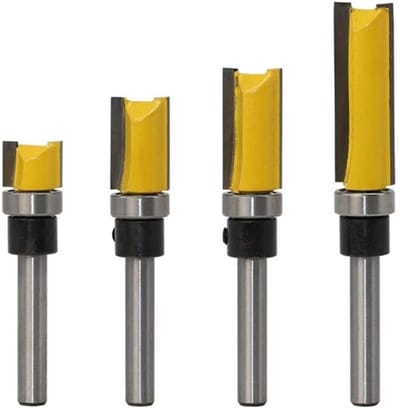 4 stuks Houtfreesbit Set met Lager - Universele freesset voor houtbewerking - 1/4 inch schacht - Geschikt voor DIY-projecten