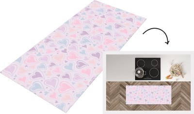 Keukenloper - Loper keuken - Meiden - Hartjes - Patronen - 120x50 cm - Keukenloper vinyl