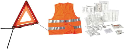 Auto Combi Set 3 in 1 - Veiligheid en EHBO Kit - Gevarendriehoek - Veiligheidsvest - Verbandtrommel