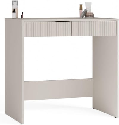 Bureau Marina - Werktafel Lade - Thuiswerken Studeren - Geribbelde Ladefronten - 81 x 50 x 80 cm - Kasjmier Beige