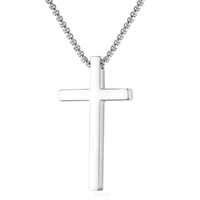 Sorprese Kruis Ketting Heren - Argento Grande - Zilverkleurig - 60 cm - Grote Kruis Hanger 5,25 x 2,97 cm - Stoer & Stijlvol - Model X