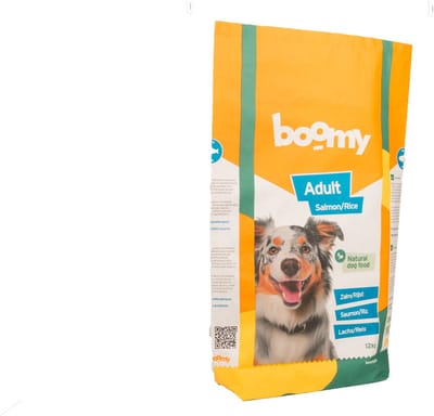 Boomy Food - Koudgeperste hondenbrokken - Hondenvoer voor volwassen honden - Hondenvoeding met zalm en rijst - 12kg