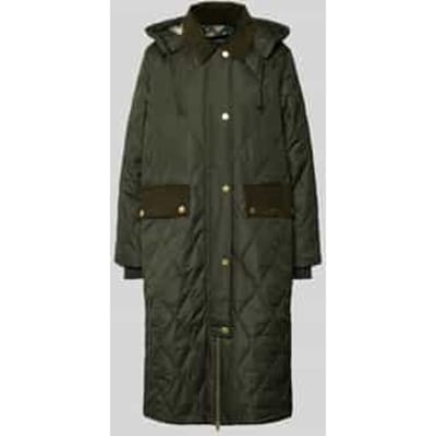Regular fit gewatteerde lange jas met afneembare capuchon, model 'MEREDITH'