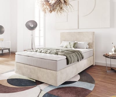 Boxspringbed Dream-Well Cord Beige 120x200 cm met Pocketveringmatras en Topper