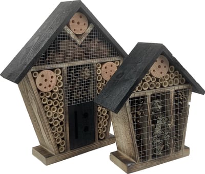 GARDEN SPIRIT Insectenhotel Set van 2 Bijenhotel gevlamd zwart