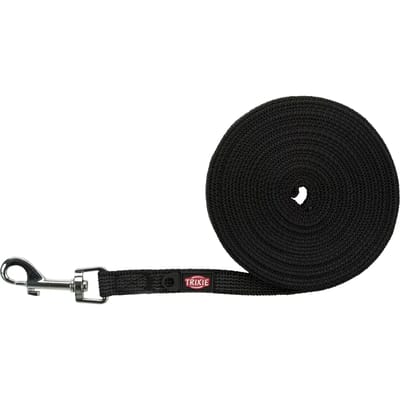 Trixie Tracking leash rubberised S-M: 5 m/15 mm Zwart
