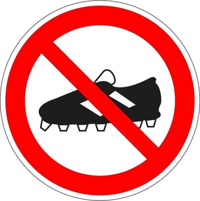 Verboden voetbalschoenen te dragen bord, kunststof 100 mm