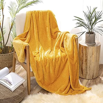 Winter Dekens Flanel Enkelstuk Zacht en Warme Plaid voor Sofa of Bed 220x240 cm Oranje