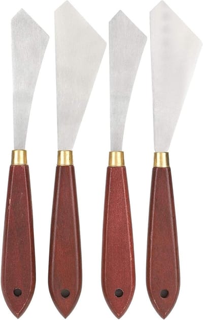 JGS Premium - Roestvrijstalen Palletmessen Set voor Kunstenaars - Olieverf en Acryl - 4 Stuks