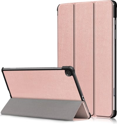 Geschikt voor Samsung Galaxy Tab S6 Lite Hoesje - 10.4 inch - Samsung Tab S6 Lite Hoesje - Tri fold book case hoes - TPU Back Cover met stand Rosegoud