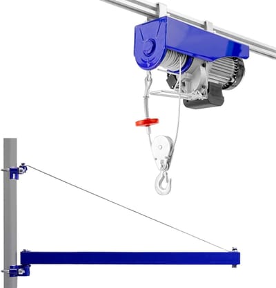 Elektrische lier met zwenkarm - Kabeltrekker hijsinstallatie - Zware lasten tillen - 180 graden zwenkbereik - 300 kg - Grijs