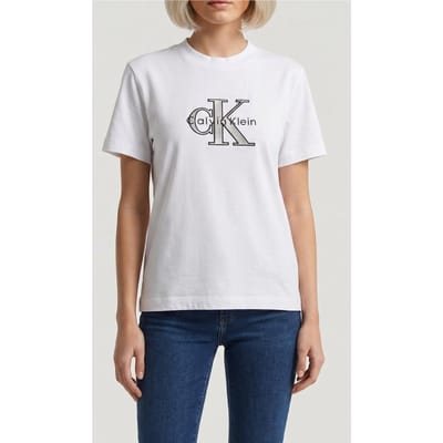Calvin Klein Ss Classic Monologo Tee Brilliant White Taglia: XS | Maglie Sportivi Outlet | Donna | Bianco
