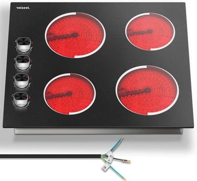 Keramische kookplaat - 4 pits fornuis - Thuis koken - 9 vermogensstanden - 60 cm - Zwart