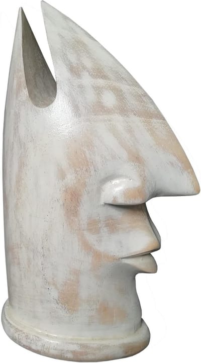 Brillenhouder Hout - Handgemaakt Decoratie - Bril Opbergen - Uniek Balinees Handwerk - 18 cm Hoog - Wit