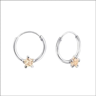 Aramat Jewels | Oorringen | Ster Zirkonia Kinder Oorringetjes | Champagne | |2mm | Zilver | Kinderen | Verkleurd niet