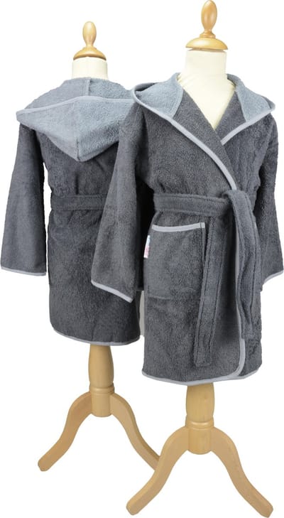 ARTG® Boyzz & Girlzz - Kinder Badjas met Capuchon - Donkergrijs/Antracietgrijs - Graphite/Anthracite Grey - Maat 116/128