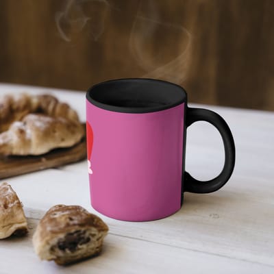 Magische Mok - Foto op Warmte Mokken - Koffiemok - Girl power - Hart - Roze - Rood - Magic Mok - Beker - 350 ML - Theemok - Mok met Tekst