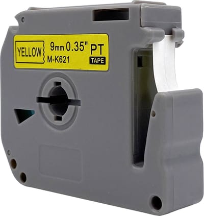 DULA Brother Compatible label tape- M-K621 - 1 cassette - Brother P-Touch - Zwart op geel - 9mm x 8m
