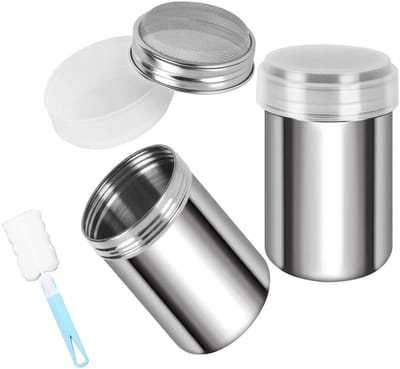 Dailygoods- Poedersuikers Set van 2 - Meelstrooier - Roestvrij Staal - Lichtgewicht - Duurzaam Design - Voor Suiker/Cacao/Specerijen