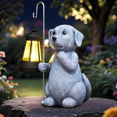 Allecto - Oplaadbare Solar Tuinbeeld - Hondenbeeld voor Buiten - Decoratie voor Tuin en Balkon - Tuinaccessoires - Buitenleven - Sfeervolle verlich..