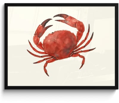 Poster in lijst - Fotolijst 70x50 cm - Posters - Krab - Felrood - Poten - Posterlijst zwart - Decoratie - Wanddecoratie woonkamer - Muurdecoratie slaapkamer