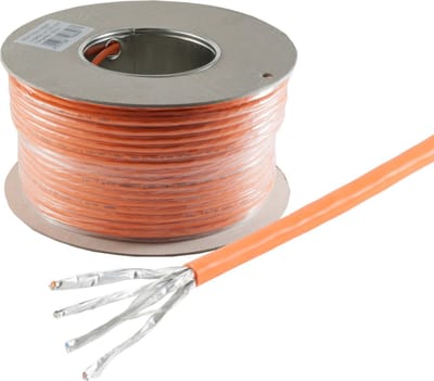 S/FTP CAT7 10 Gigabit 1000 MHz netwerkkabel met vaste aders - AWG23 - LSZH  / oranje - 100 meter