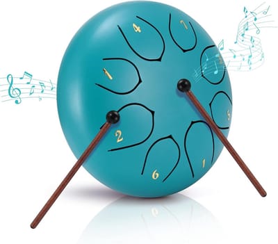 Steel Tongue Drum - Handpan Instrument - Meditatie en Yoga - 8 Noten C Toets - 15 cm - Blauw