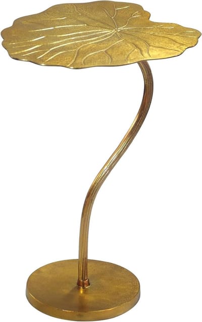 Bijzettafel Aluminium - Sidetable Tafel - Decoratie Plaatsen - Gedetailleerd Bladvorm - 40x38cm - Goud