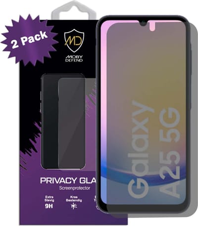 2-Pack MobyDefend Screenprotectors - Geschikt voor Samsung Galaxy A25 - HD Privacy Glass Screensavers