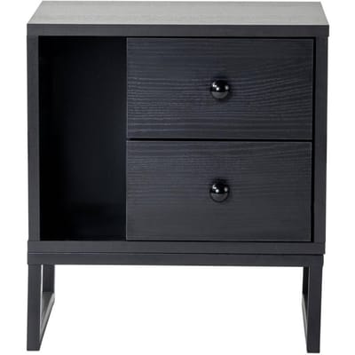 Asir - Nachttisch - Hout Zwart & Zwart - 45,2 x 29,5 x 50 cm