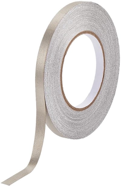 Dailygoods - Faraday-weefseltape - EMI-afscherming - 50 m x 10 mm - Beige - RF-blokkering - Geleidende tape - Geschikt voor laptop en mobiele telefoon...