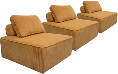 sweeek - Set van 3 fauteuils voor modulaire bank corduroy 1 zitplaats l 90 x b 90 x h 78 cm - lao