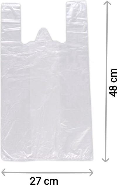 200 stuks Hemdtasjes - Draagtas LDPE 27x48cm - plastic tasjes met handvat - boodschappentas - Winkel zakjes - Wit