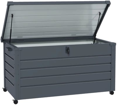 Opbergbox met Deksel - Tuinkussenbox met Wielen - Kussenbox 311L - Tuinbox - Weersbestendig - Voor Buiten in de Tuin - 100x62x65cm - Donkergrijs