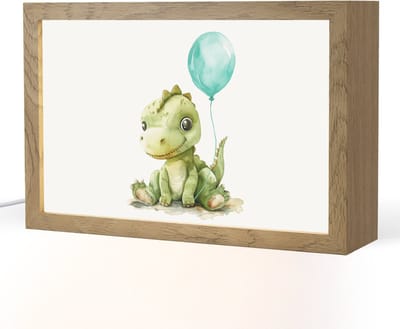 Nachtlampje 30x20 cm - Kinder lampje - Draak - Baby dier - Blauwe ballon - Tafellamp kinderkamer - Slaapkamer lamp - Bedlamp kinderen - Kinderlampje stopcontact - Wandlamp babykamer - Nachtlampjes