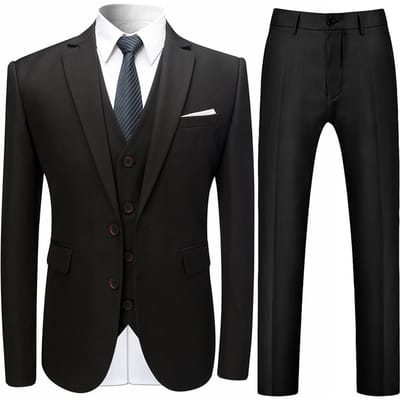 Slim fit zwart formeel 3-delig pak