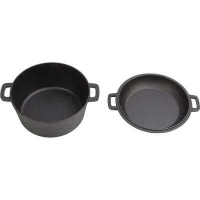 Marmite à four avec couvercle et poêle de cuisson 4,7 L en fonte à double poignée pour la friture du pain L