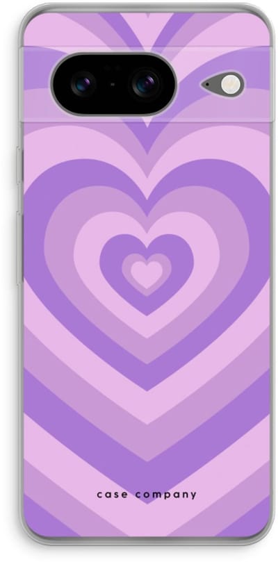 Case Company® - Hoesje geschikt voor Google Pixel 8 hoesje - Hart Paars - Soft Cover Telefoonhoesje - Bescherming aan alle Kanten en Schermrand