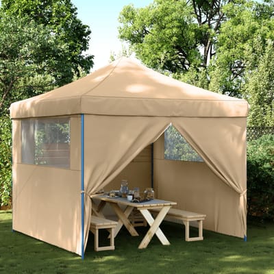 vidaXL - Partytent - inklapbaar - pop-up - met - 4 - zijwanden - beige