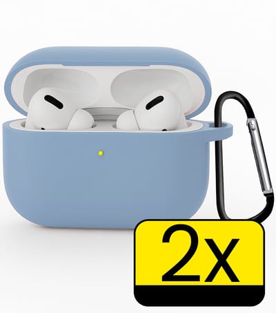 Hoesje Geschikt voor Apple Airpods Pro 3 - Siliconen Hoes met Clip - Silicone Case Cover - Lichtblauw