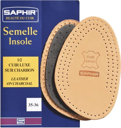Saphir - halve binnenzolen in leer en steenkool op latexschuim - maat 35/36