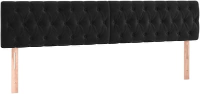 Hoofdborden Fluweel - Bed hoofdbord - Bedombouw - In hoogte verstelbaar - 200 cm breed - Zwart