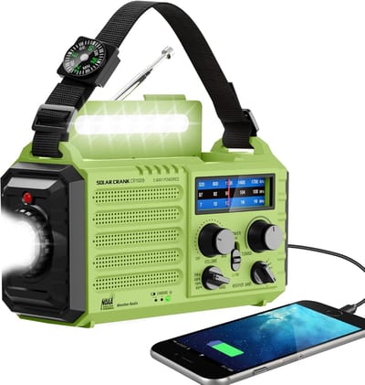 Noodweerradio - Draagbare Radio - Veilig Blijven - Meerdere Stroombronnen - 5000 mAh Batterij - Groen