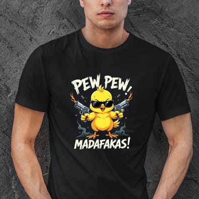 Heren T-shirt zwart-Maat S -Pew pew Madafakas- fun shirt- vaderdag-verjaardag.